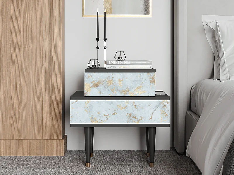 Stolik nocny - 58х58х41 cm - NS1 - Golden Waves, Antracyt