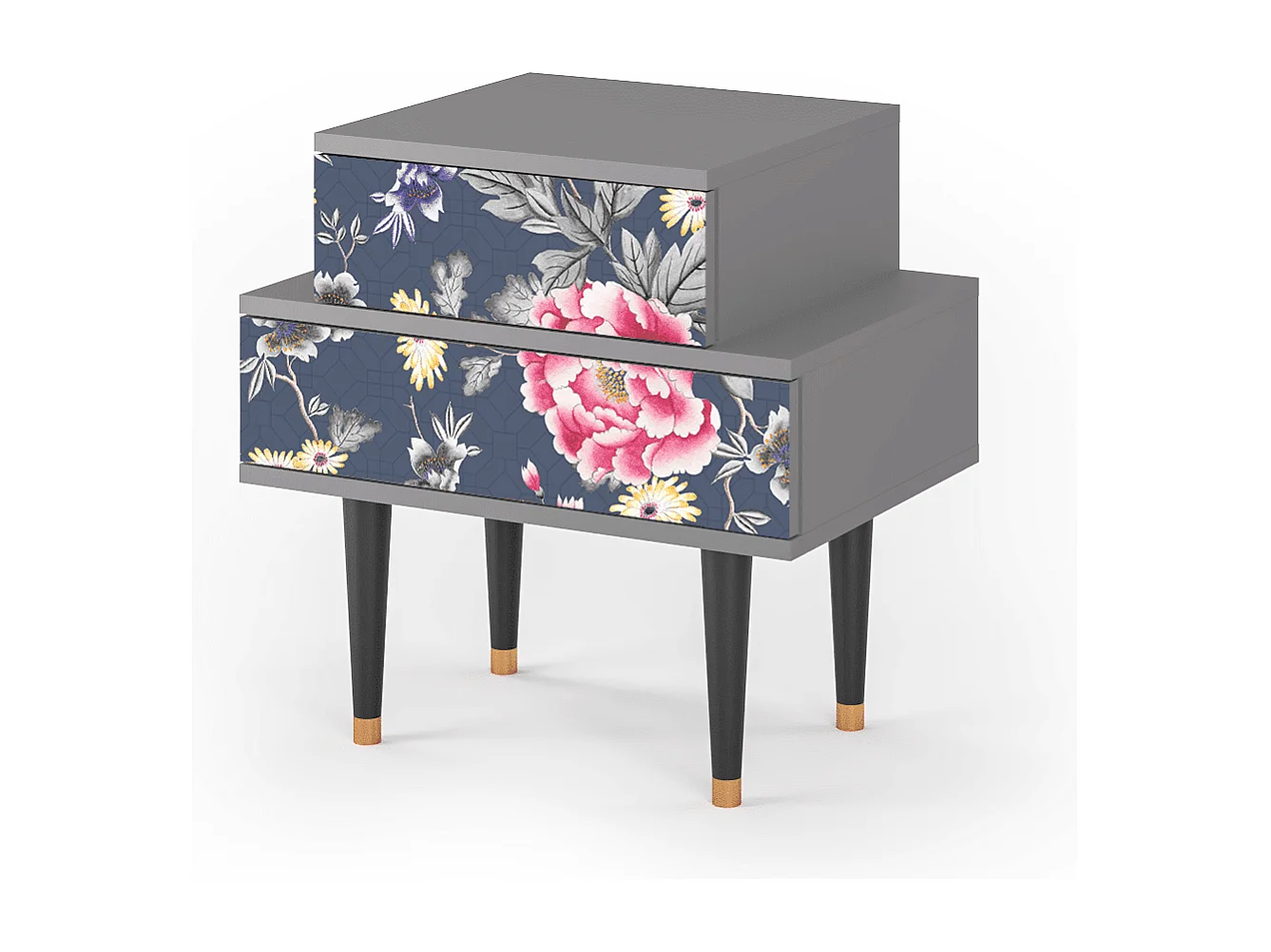 Comodino - 58х58х41 cm - NS1 - Dark Flower Bed, Grigio