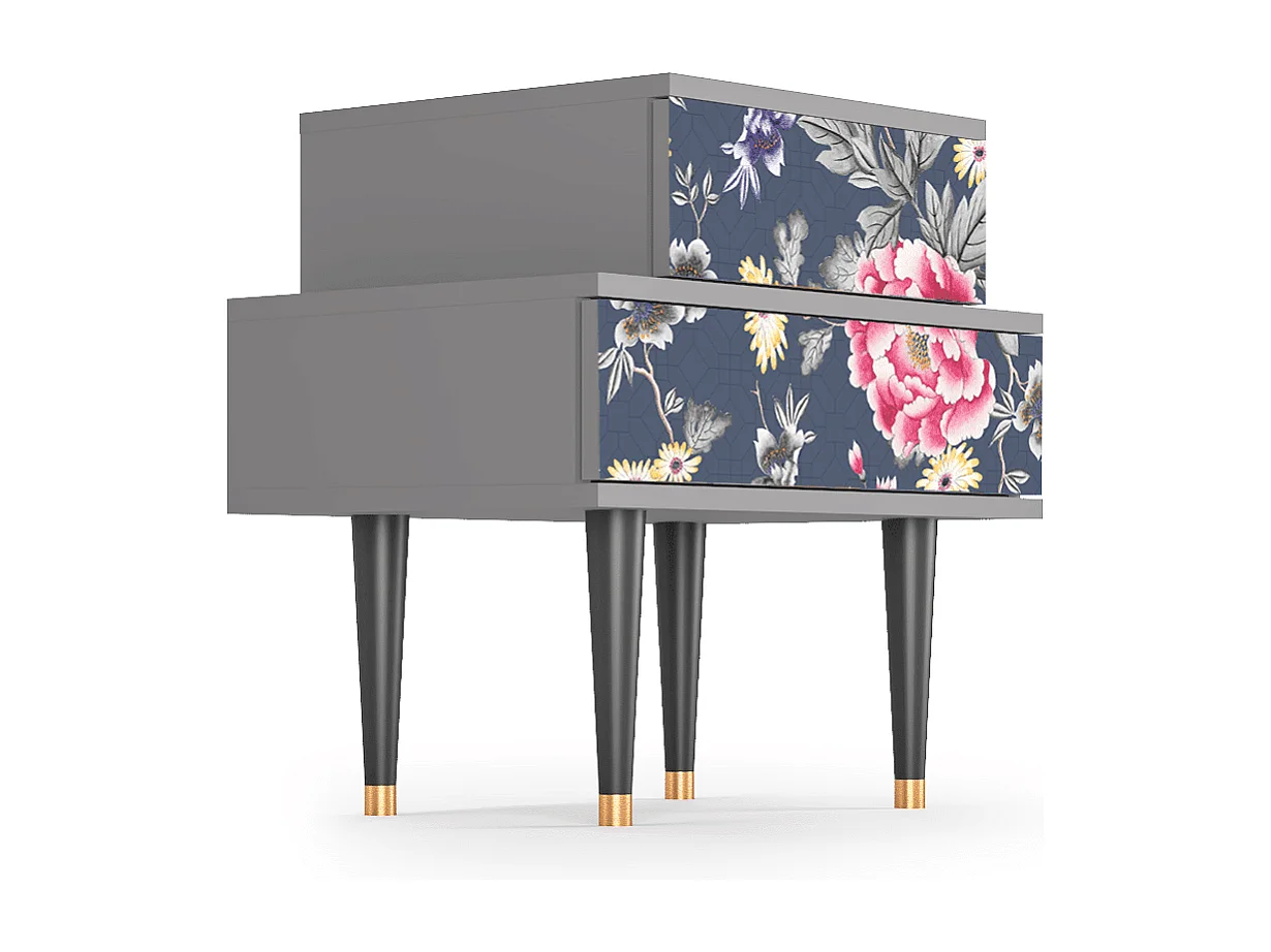 Comodino - 58х58х41 cm - NS1 - Dark Flower Bed, Grigio