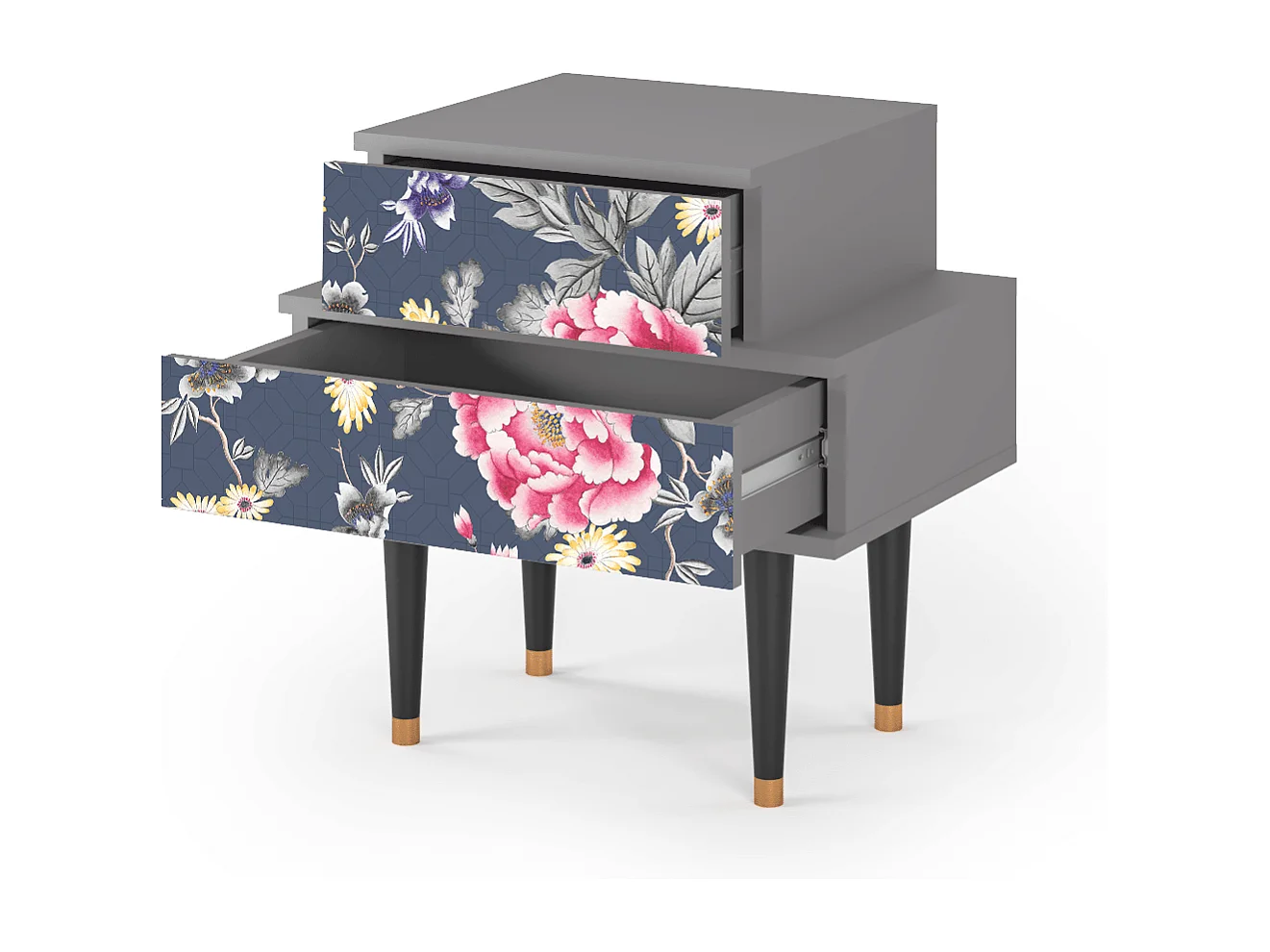 Comodino - 58х58х41 cm - NS1 - Dark Flower Bed, Grigio