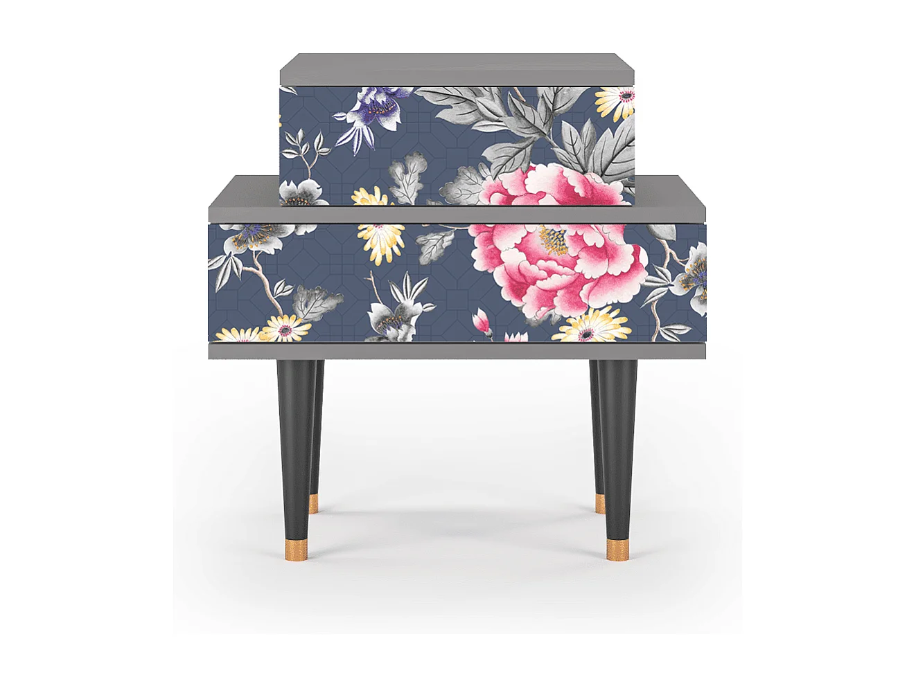 Stolik nocny - 58х58х41 cm - NS1 - Dark Flower Bed, Szary