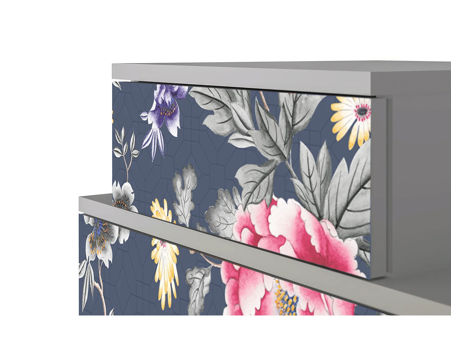 Stolik nocny - 58х58х41 cm - NS1 - Dark Flower Bed, Szary