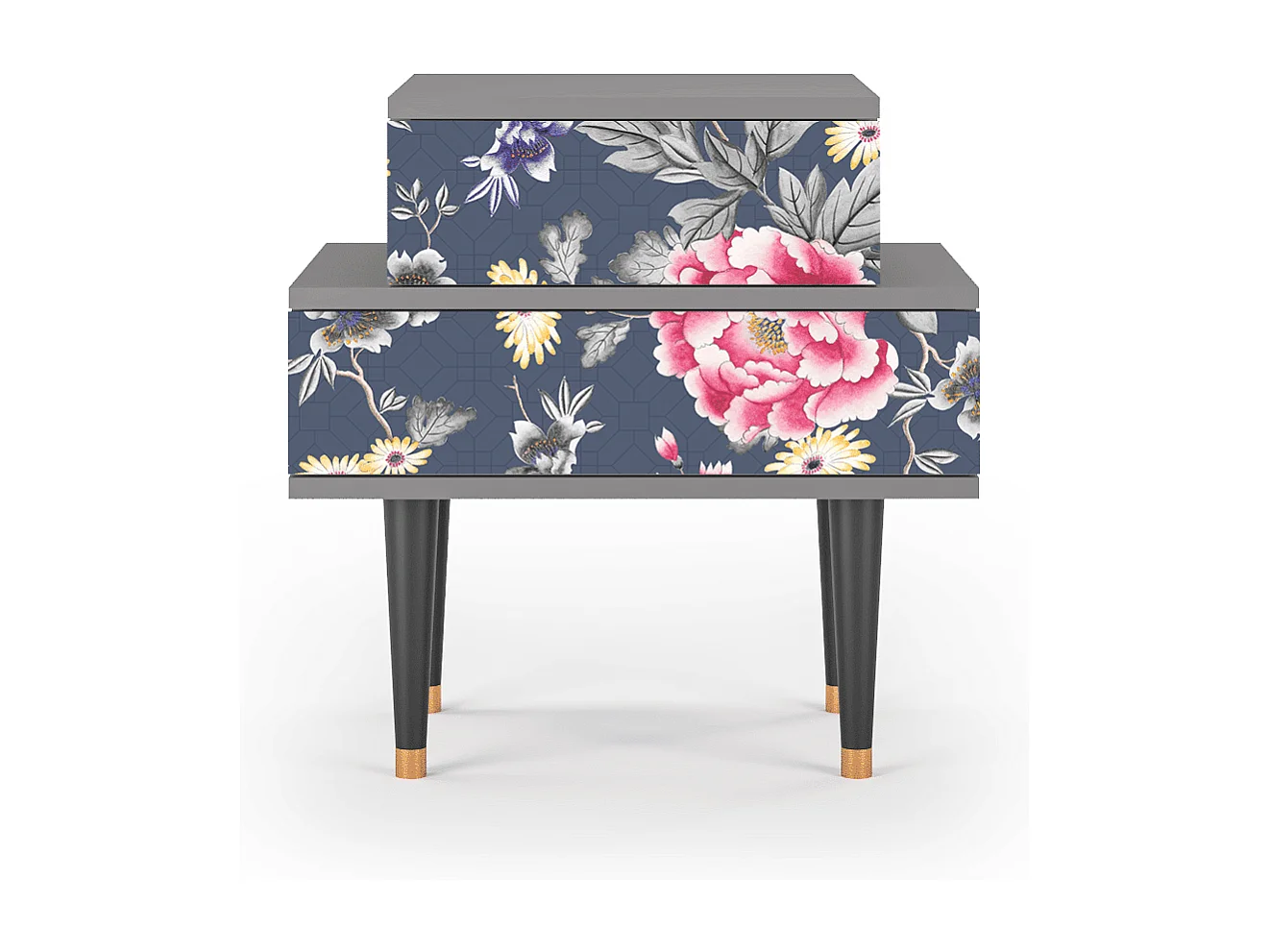 Stolik nocny - 58х58х41 cm - NS1 - Dark Flower Bed, Szary