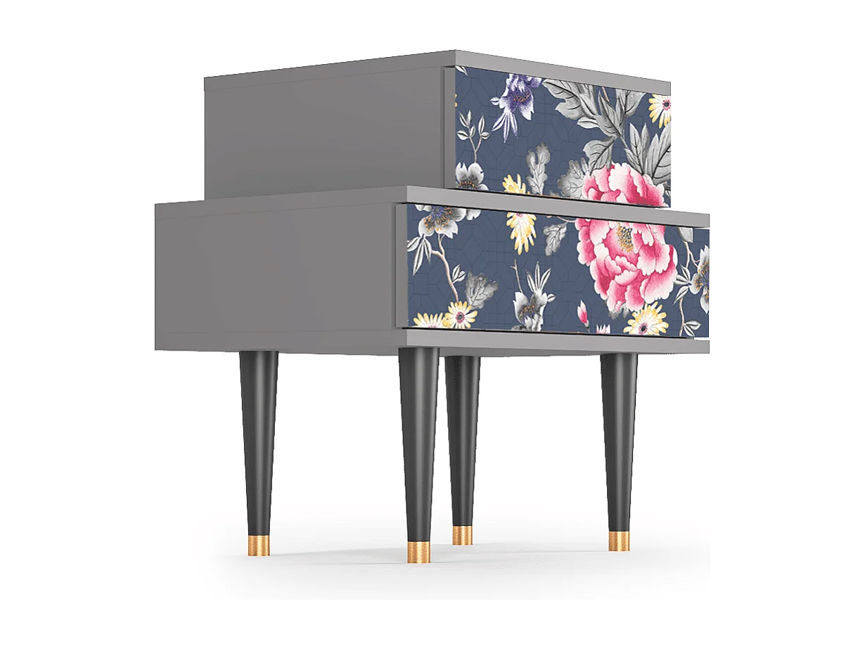 Stolik nocny - 58х58х41 cm - NS1 - Dark Flower Bed, Szary