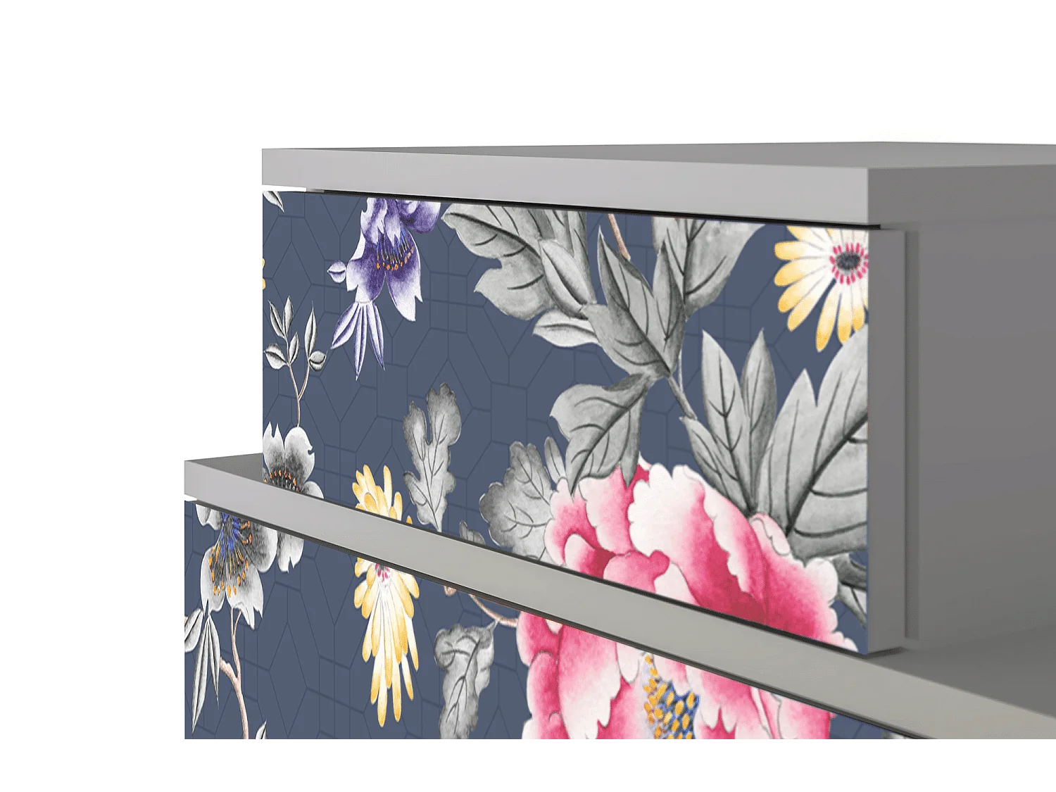 Stolik nocny - 58х58х41 cm - NS1 - Dark Flower Bed, Szary