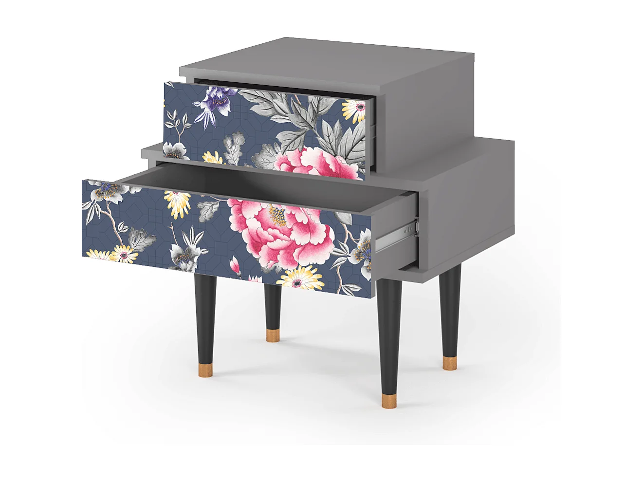 Stolik nocny - 58х58х41 cm - NS1 - Dark Flower Bed, Szary