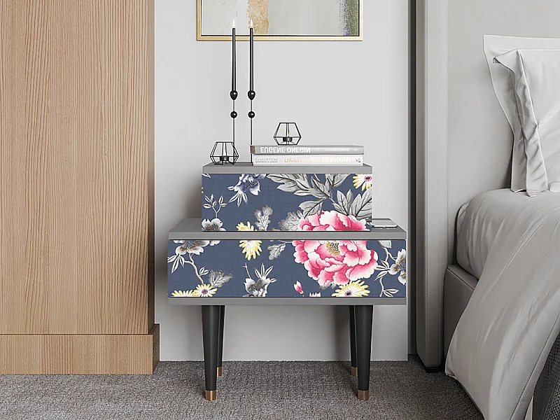 Nachtkastje - 58х58х41 cm - NS1 - Dark Flower Bed, Grijs