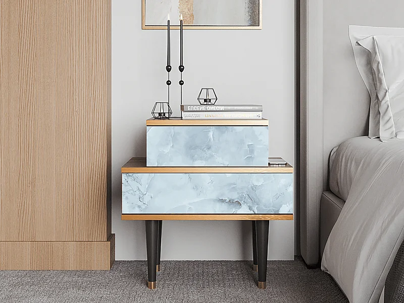 Criado-mudo - 58х58х41 cm - NS1 - Glacial Colour, Nogueira