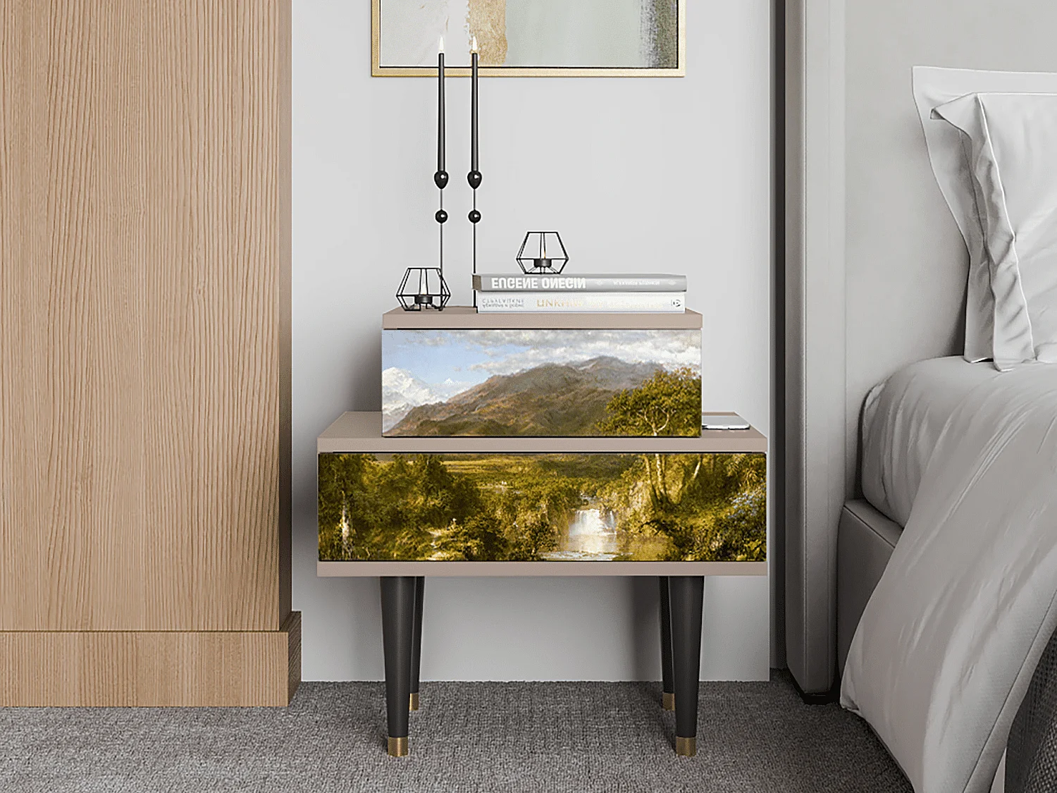 Nachtkastje - 58х58х41 cm - NS1 - The Heart of the Andes , Latte