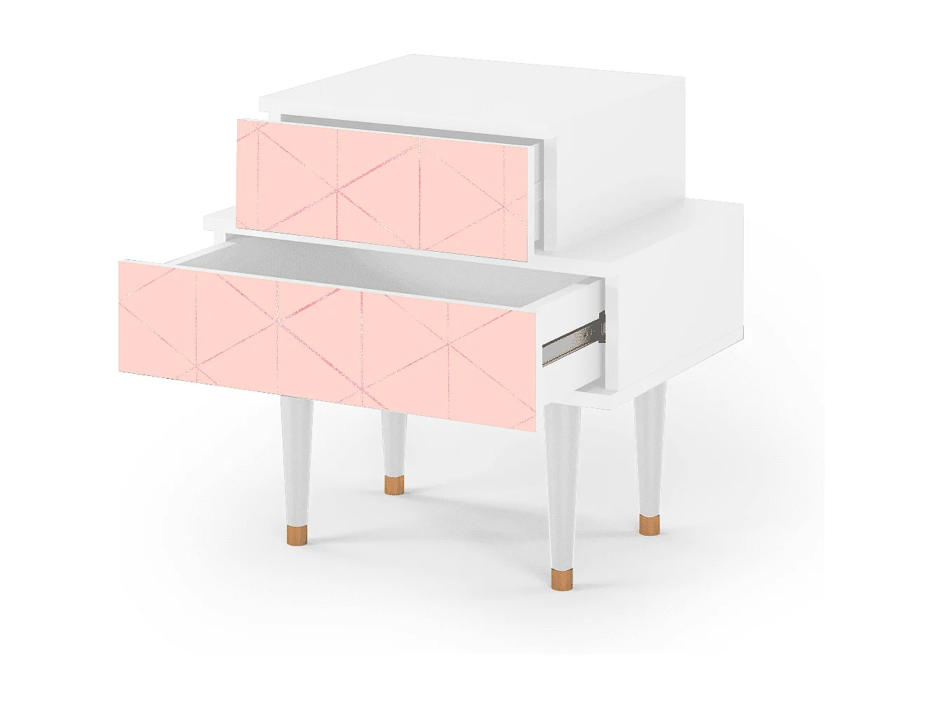 Stolik nocny - 58х58х41 cm - NS1 - Rose Quartz, Biały