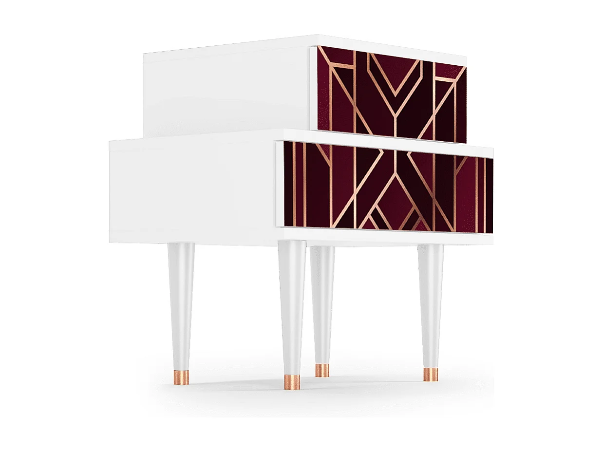 Table de nuit - 58х58х41 cm - NS1 - Rose Quartz, Blanc