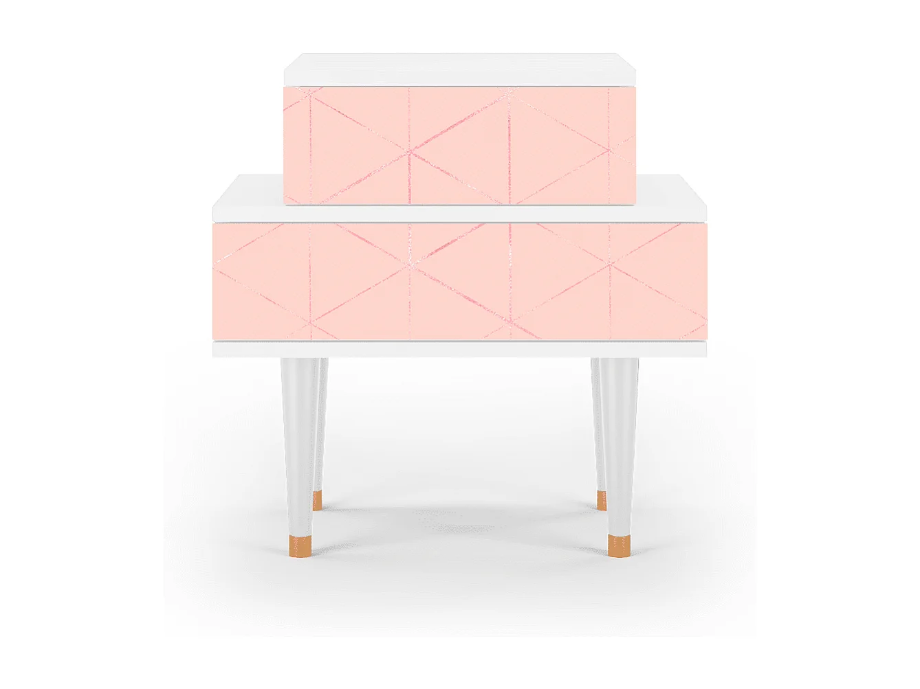 Table de nuit - 58х58х41 cm - NS1 - Rose Quartz, Blanc
