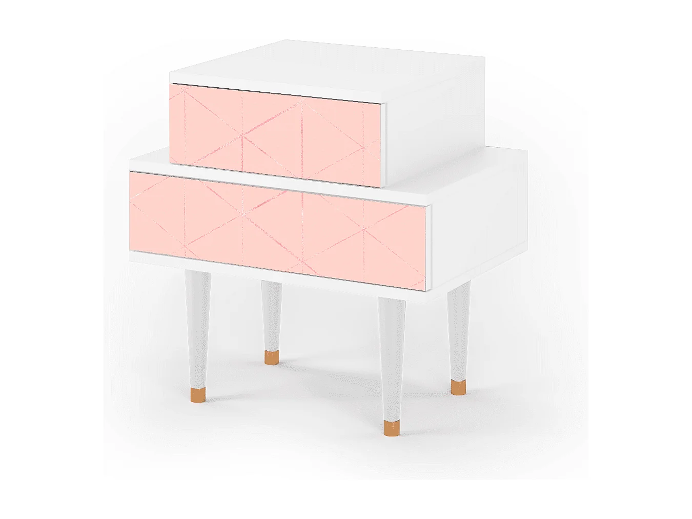 Table de nuit - 58х58х41 cm - NS1 - Rose Quartz, Blanc