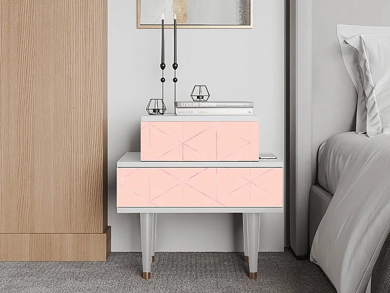 Nachtkastje - 58х58х41 cm - NS1 - Rose Quartz, Wit