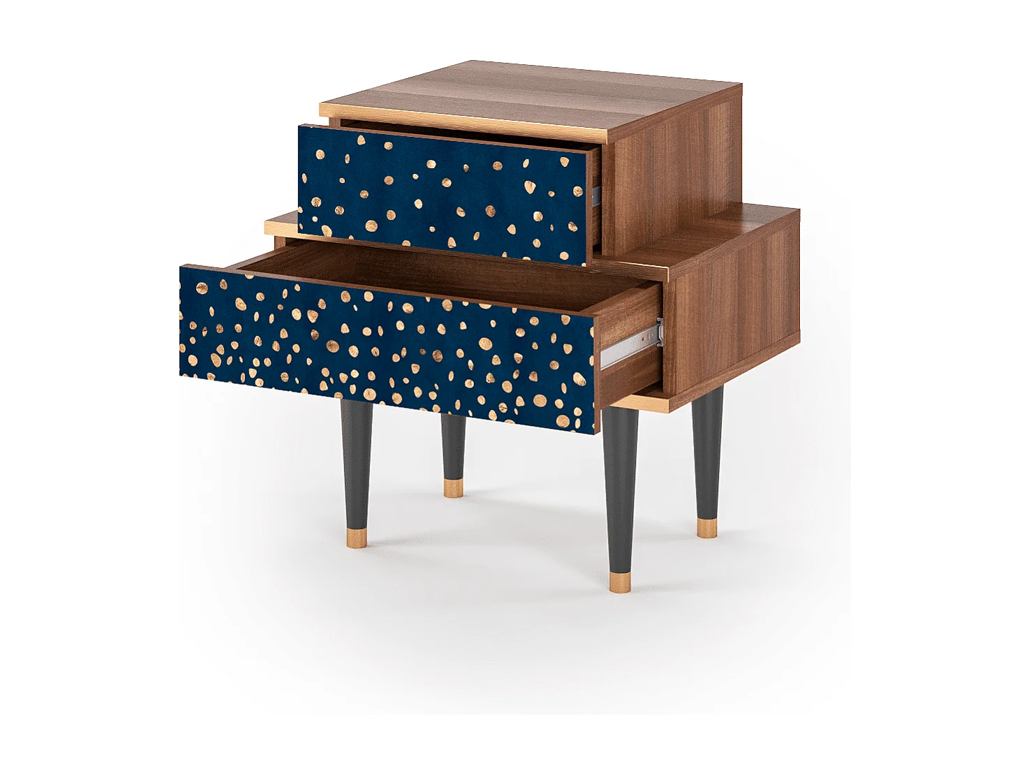 Mesita de noche - 58х58х41 cm - NS1 - Night Skies, Nogal