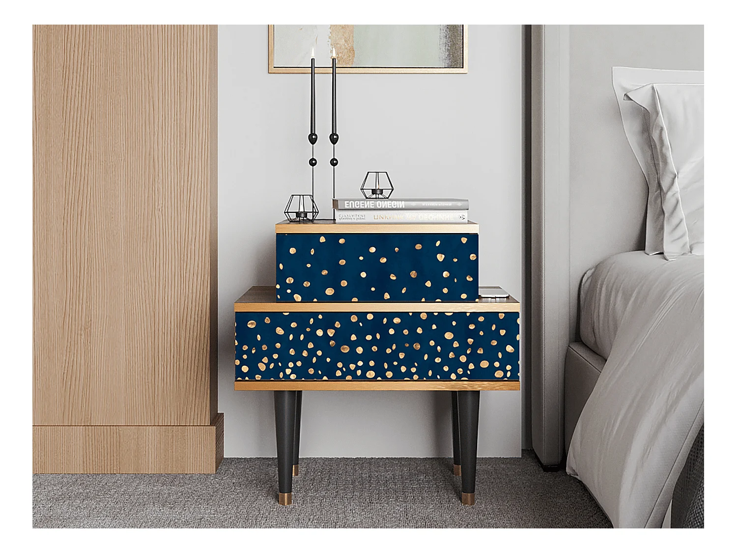 Table de nuit - 58х58х41 cm - NS1 - Night Skies, Noyer