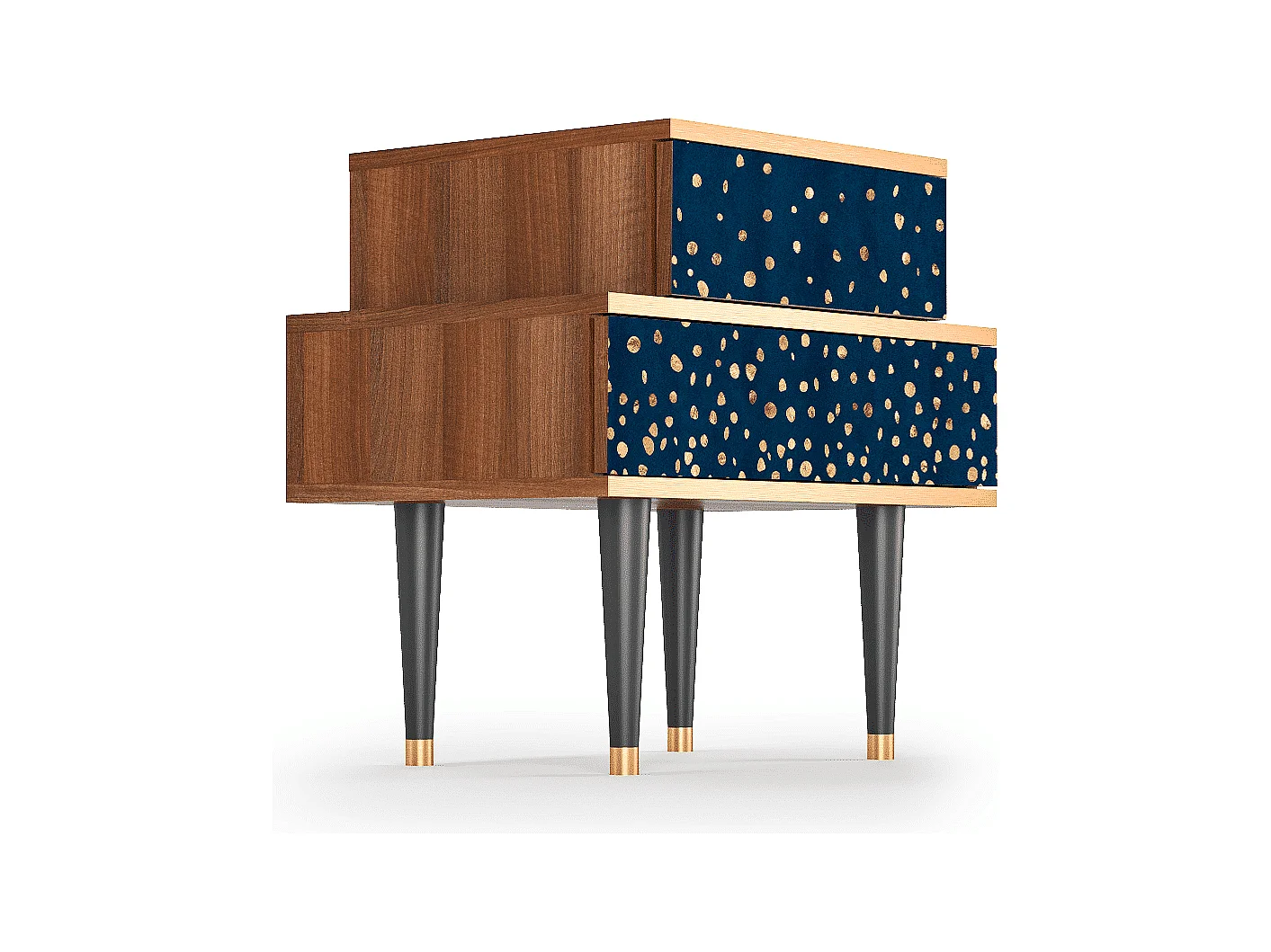 Stolik nocny - 58х58х41 cm - NS1 - Night Skies, Orzech