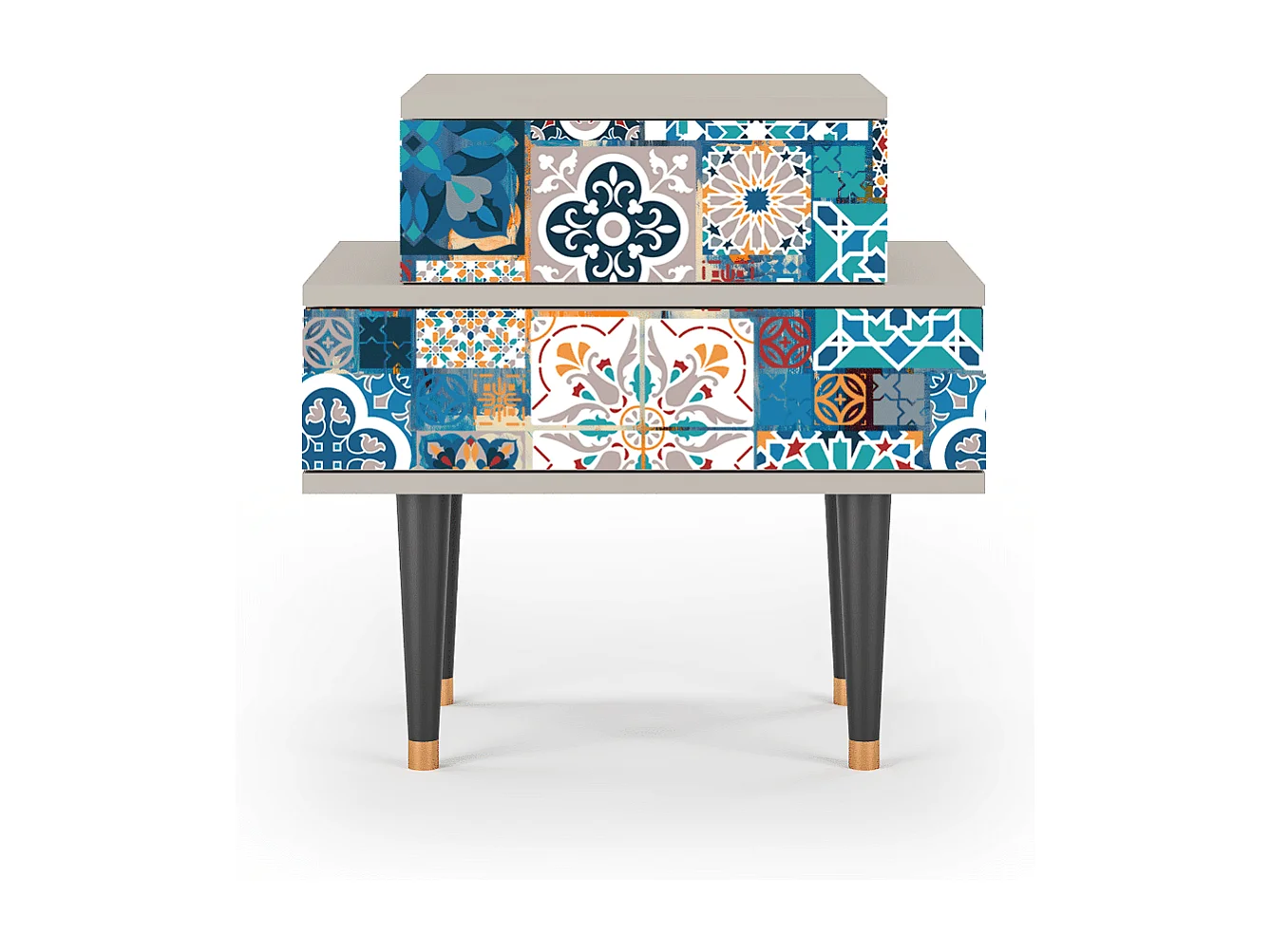 Stolik nocny - 58х58х41 cm - NS1 - Moroccan Market, Piaskowy