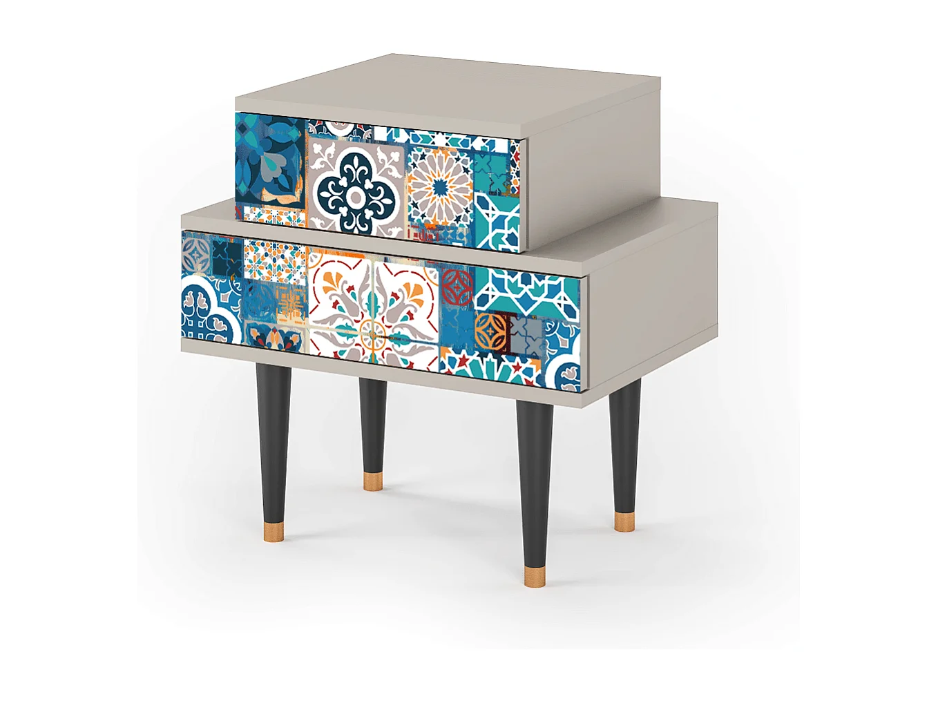 Stolik nocny - 58х58х41 cm - NS1 - Moroccan Market, Piaskowy