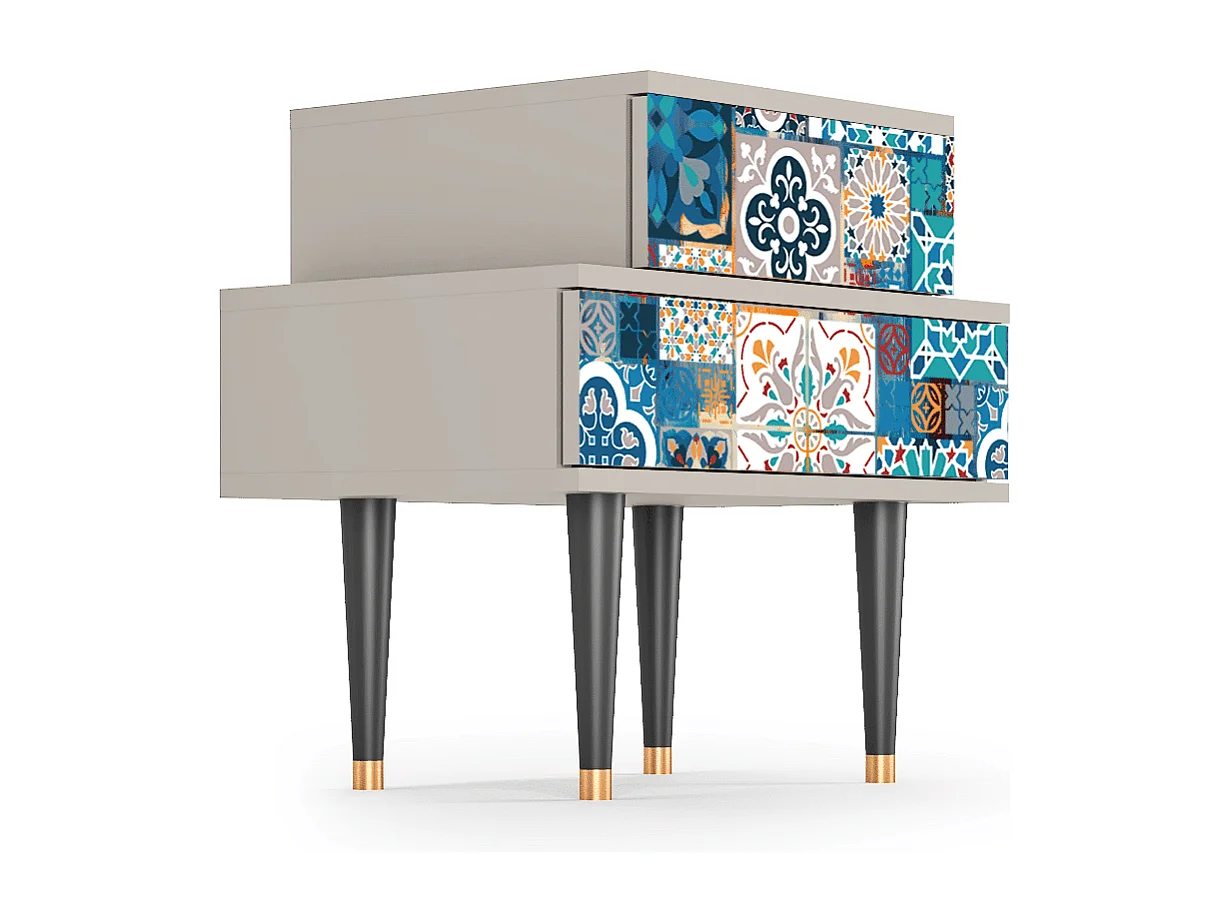 Stolik nocny - 58х58х41 cm - NS1 - Moroccan Market, Piaskowy