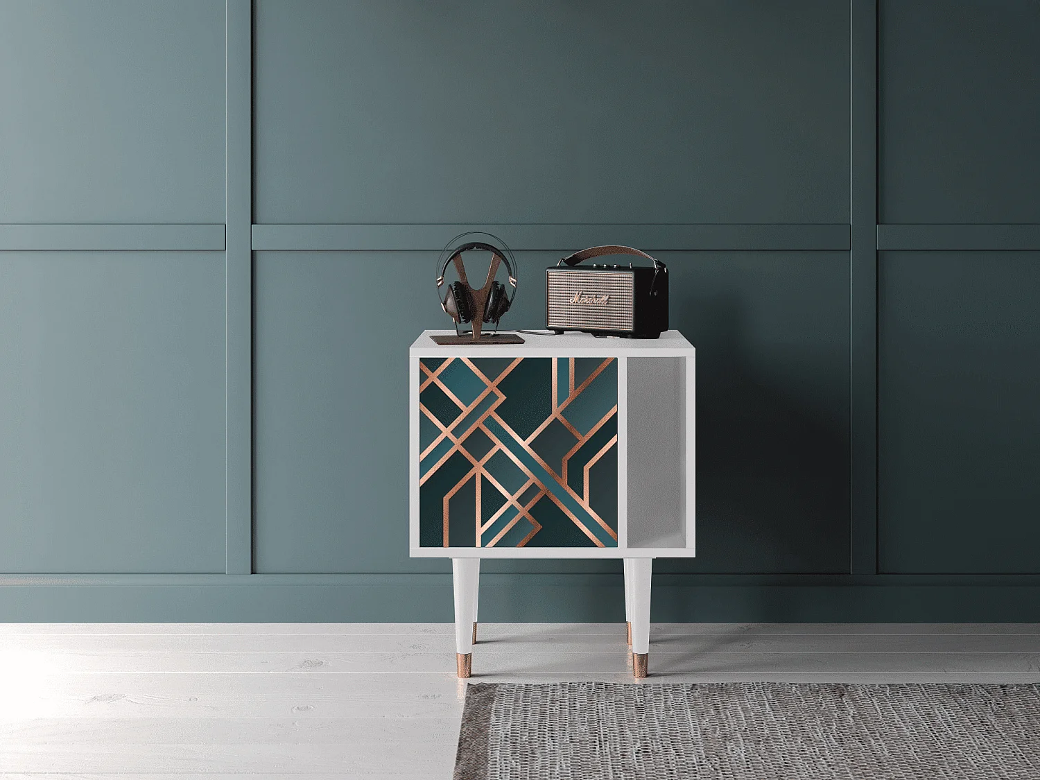 Stolik nocny - 57х69х48 cm - S2 - Bronze Crossroad, Biały