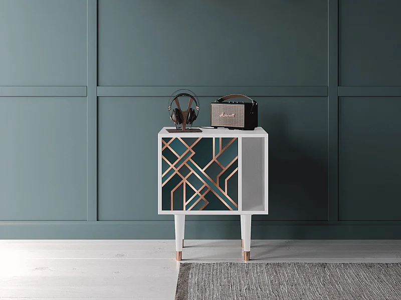 Stolik nocny - 57х69х48 cm - S2 - Bronze Crossroad, Biały