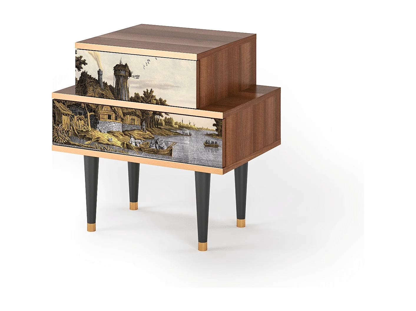 Table de nuit - 58х58х41 cm - NS1 - Mill along a River, Noyer