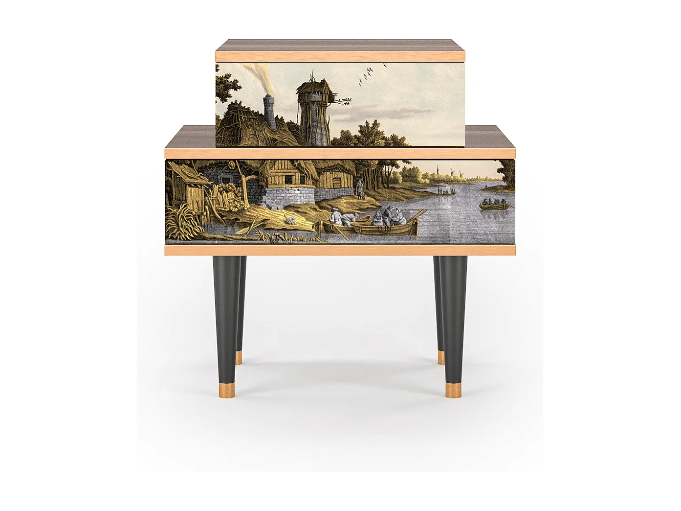 Table de nuit - 58х58х41 cm - NS1 - Mill along a River, Noyer