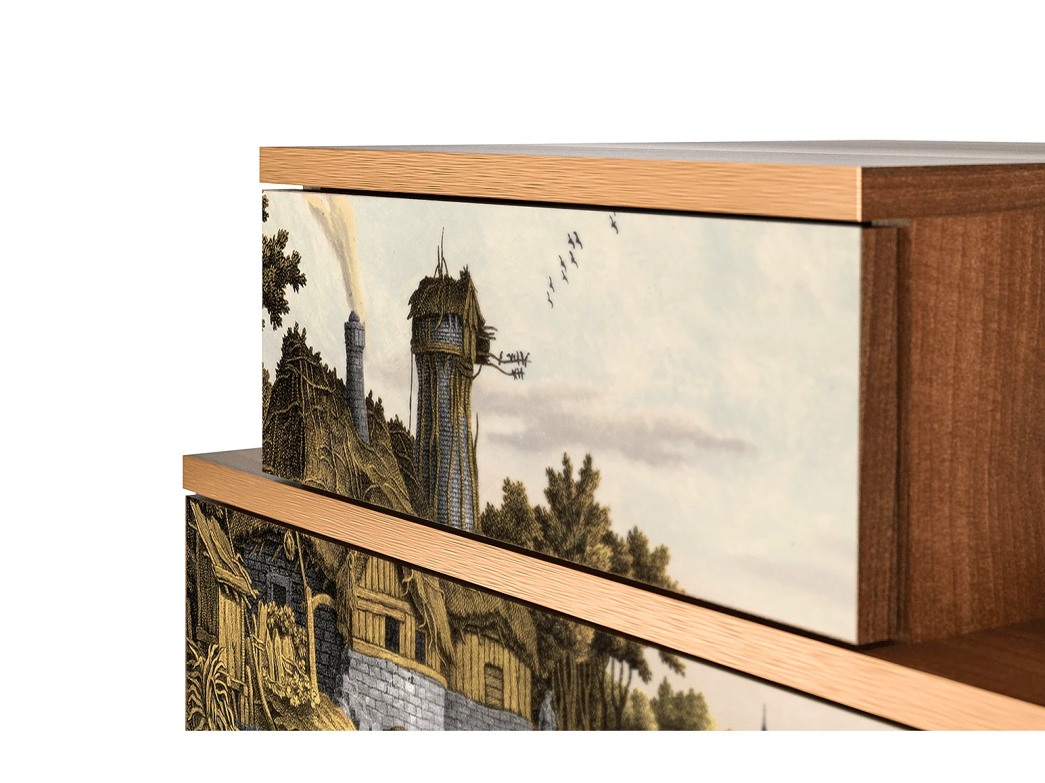 Table de nuit - 58х58х41 cm - NS1 - Mill along a River, Noyer