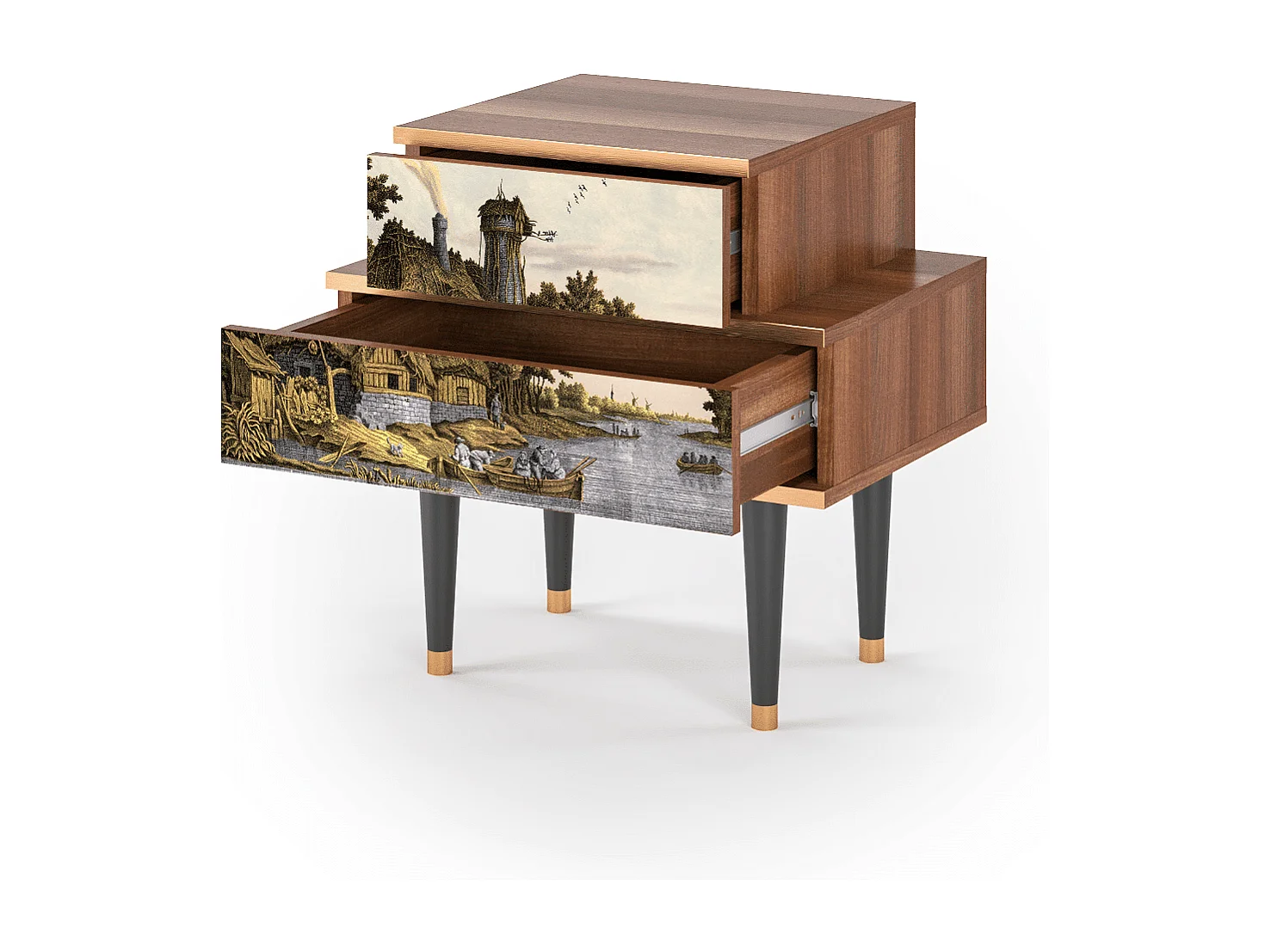 Table de nuit - 58х58х41 cm - NS1 - Mill along a River, Noyer