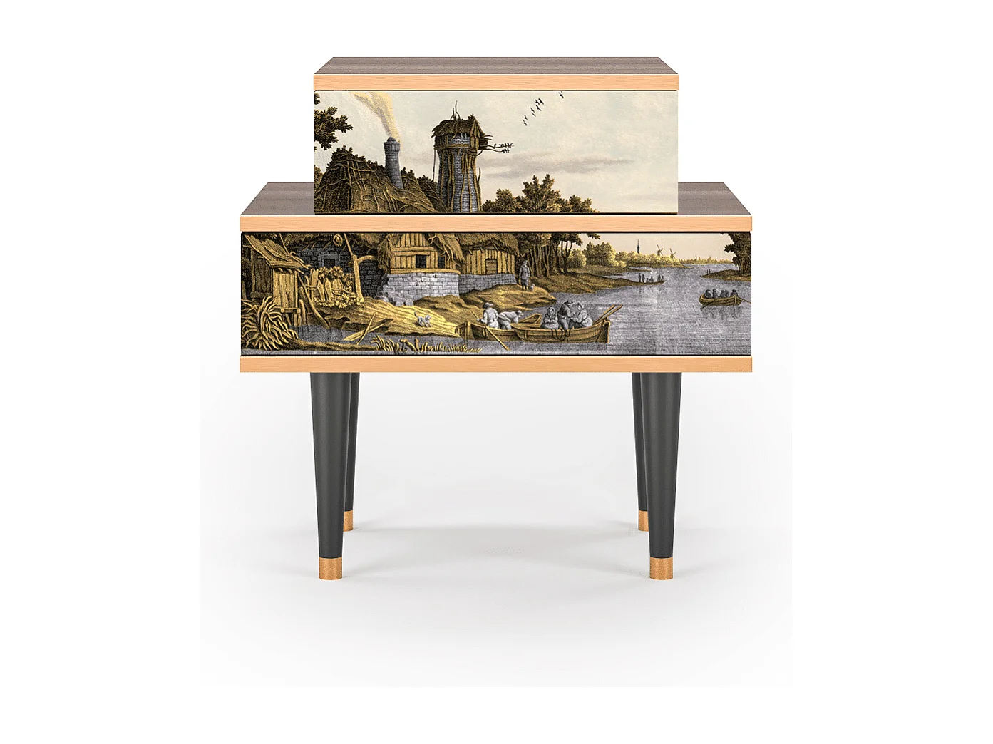 Table de nuit - 58х58х41 cm - NS1 - Mill along a River, Noyer