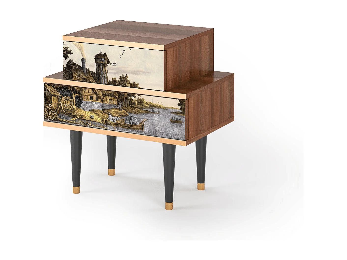 Table de nuit - 58х58х41 cm - NS1 - Mill along a River, Noyer