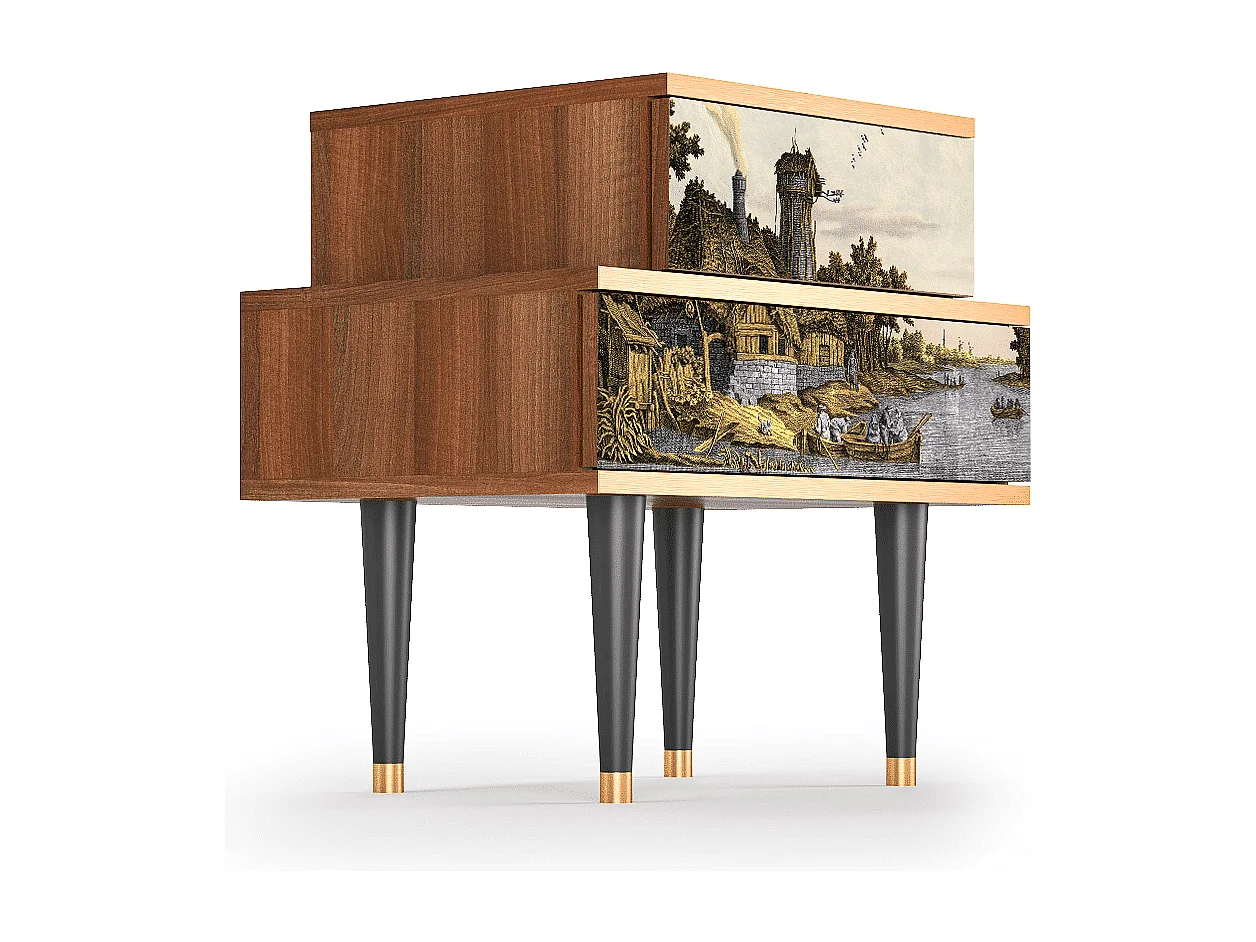 Table de nuit - 58х58х41 cm - NS1 - Mill along a River, Noyer