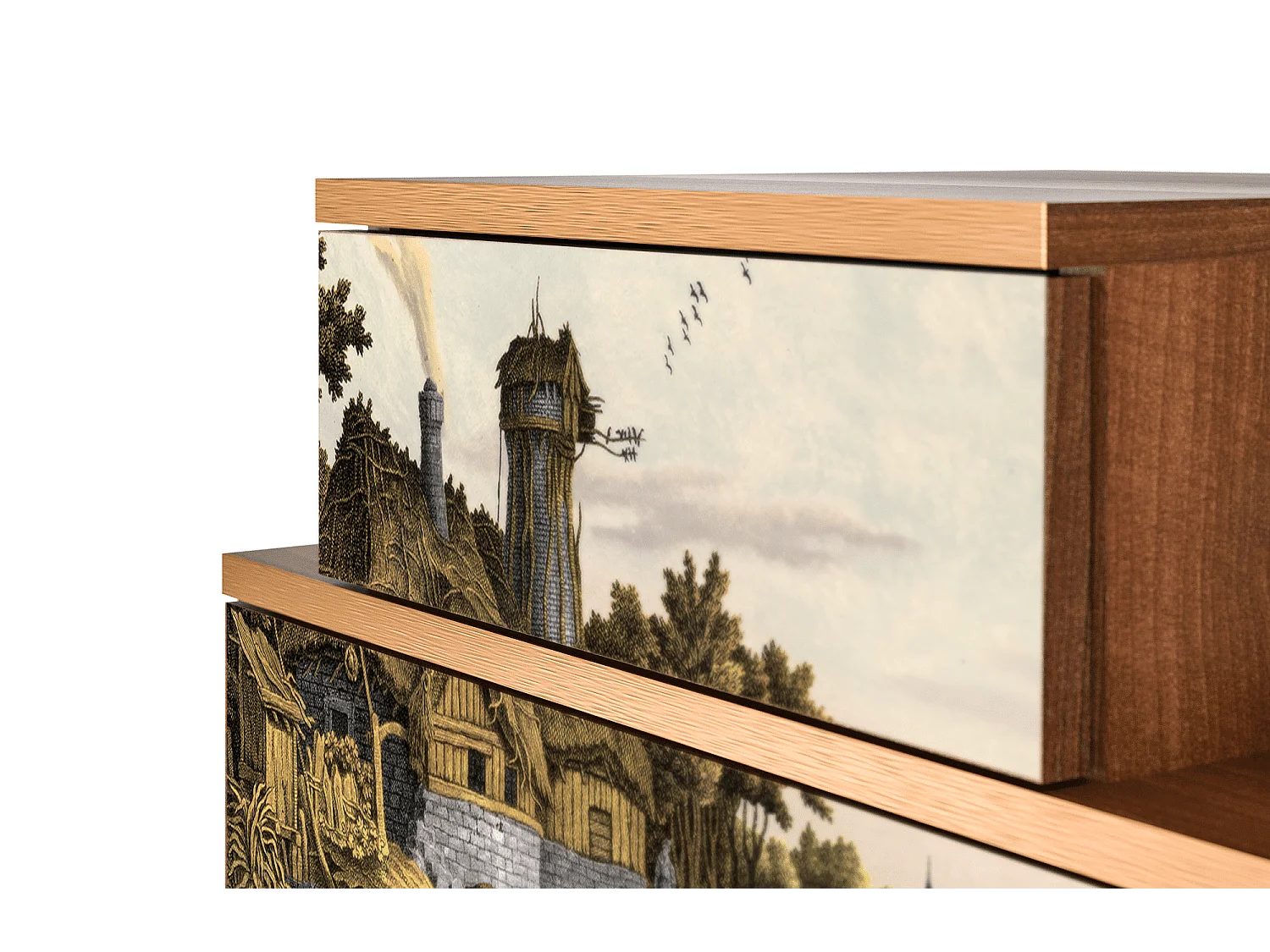 Table de nuit - 58х58х41 cm - NS1 - Mill along a River, Noyer