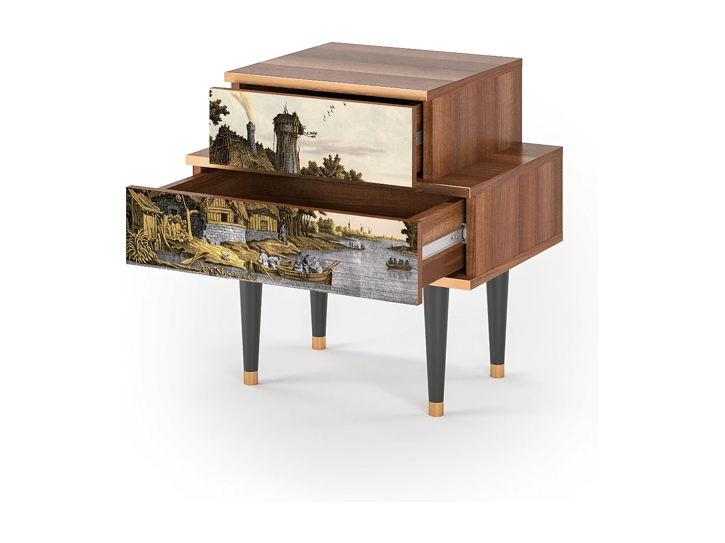 Table de nuit - 58х58х41 cm - NS1 - Mill along a River, Noyer