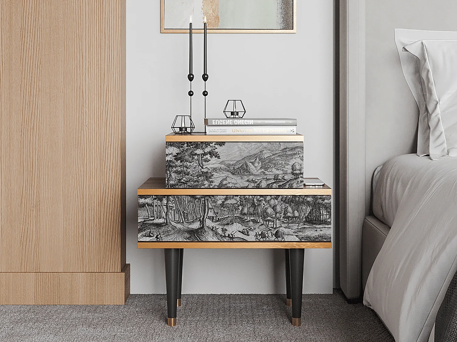 Table de nuit - 58х58х41 cm - NS1 - Rusticorum, Noyer