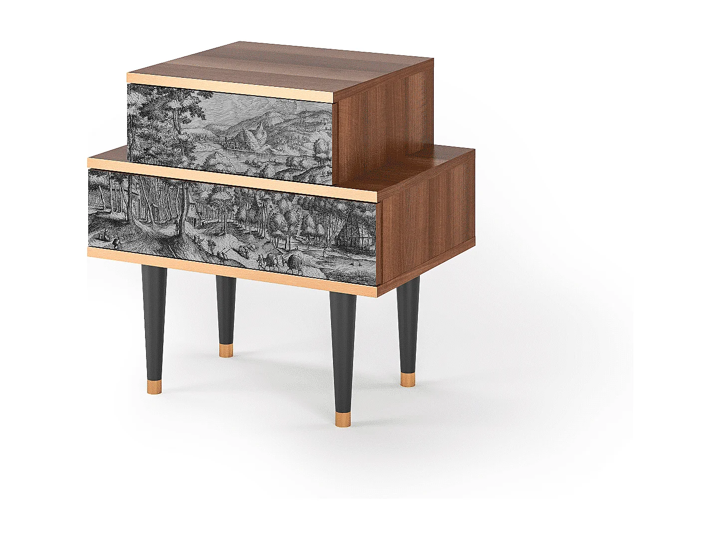 Table de nuit - 58х58х41 cm - NS1 - Rusticorum, Noyer