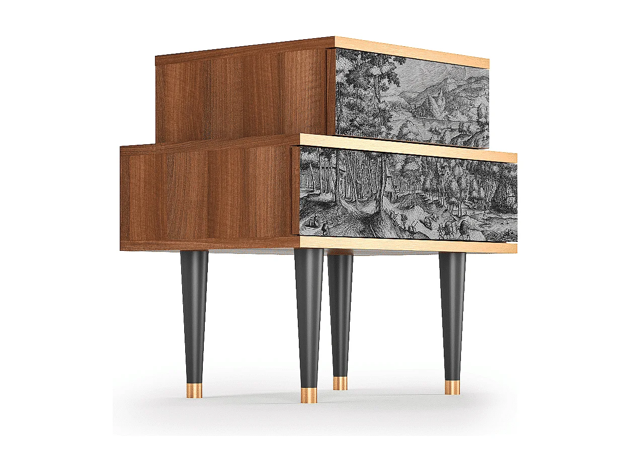 Table de nuit - 58х58х41 cm - NS1 - Rusticorum, Noyer