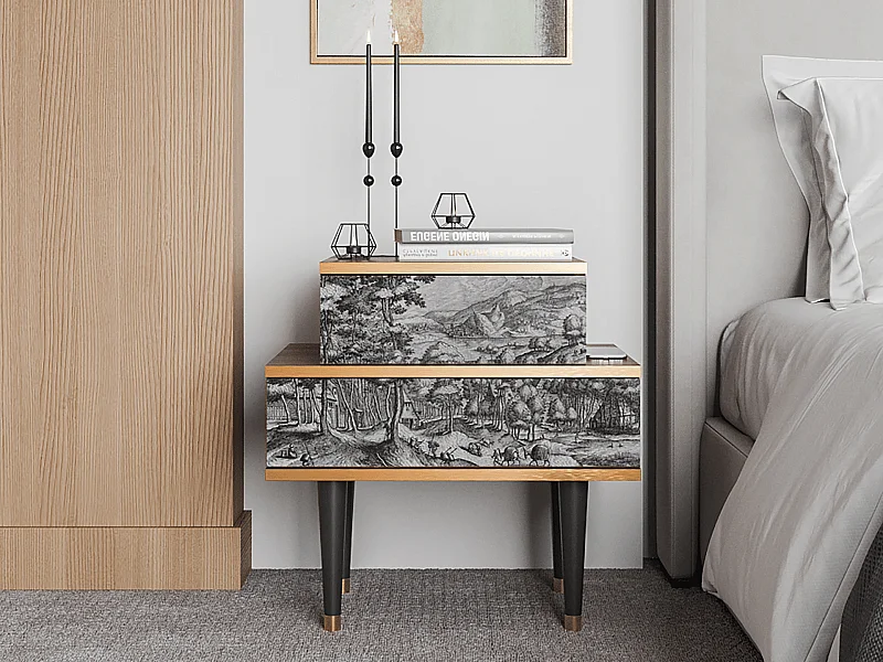 Stolik nocny - 58х58х41 cm - NS1 - Rusticorum, Orzech