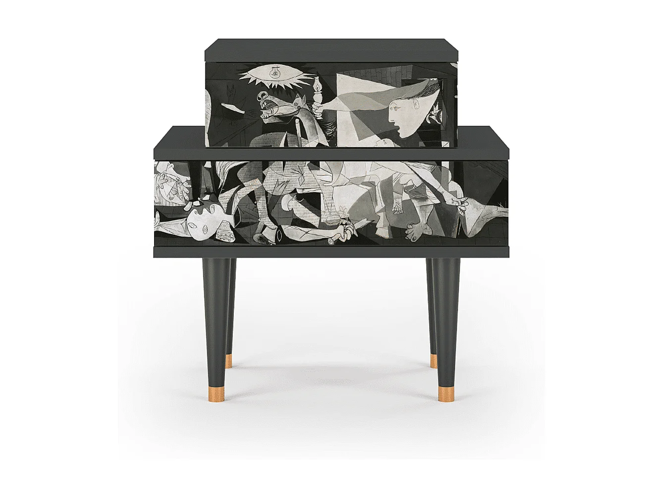 Stolik nocny - 58х58х41 cm - NS1 - Guernica by Picasso, Antracyt