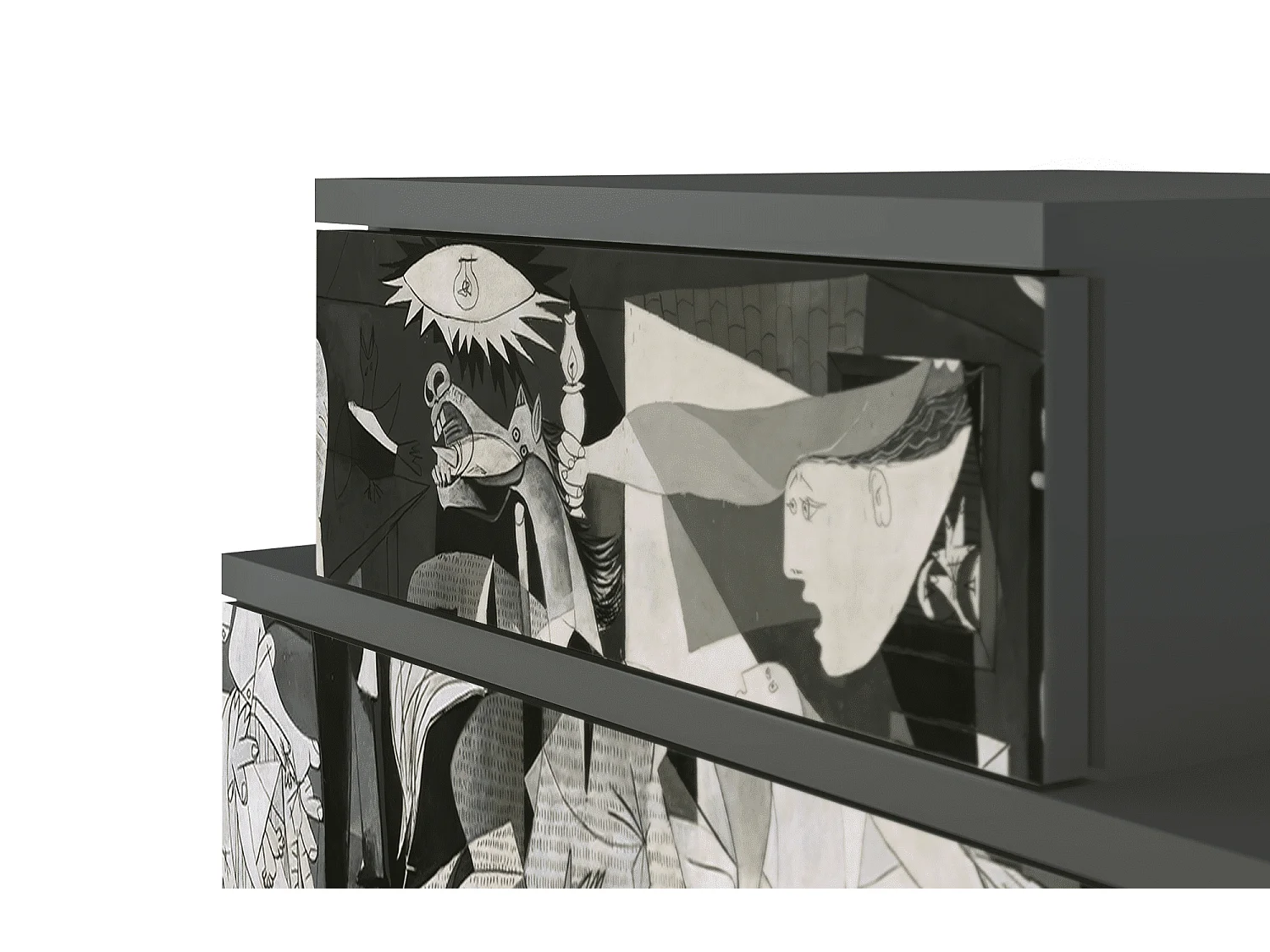 Stolik nocny - 58х58х41 cm - NS1 - Guernica by Picasso, Antracyt