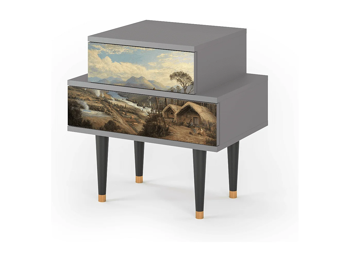 Nachtkastje - 58х58х41 cm - NS1 - View Across the Plains , Grijs