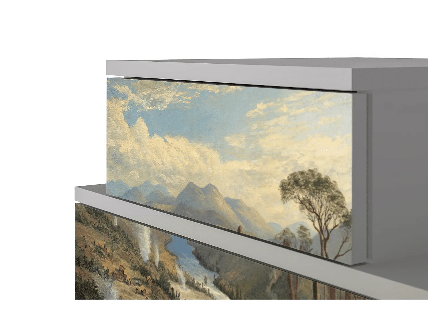 Nachtkastje - 58х58х41 cm - NS1 - View Across the Plains , Grijs