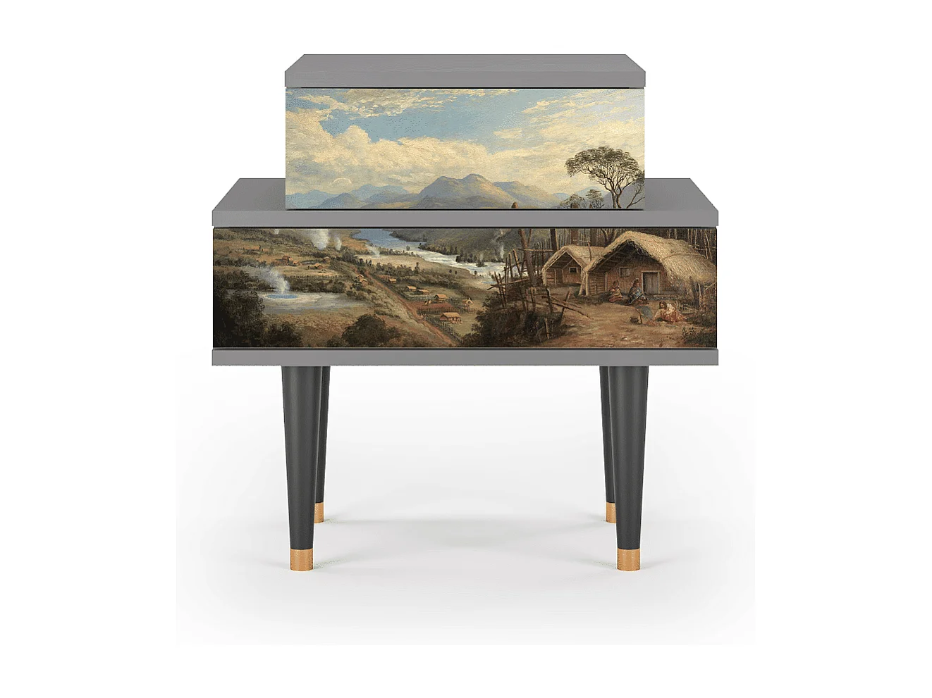 Nachtkastje - 58х58х41 cm - NS1 - View Across the Plains , Grijs