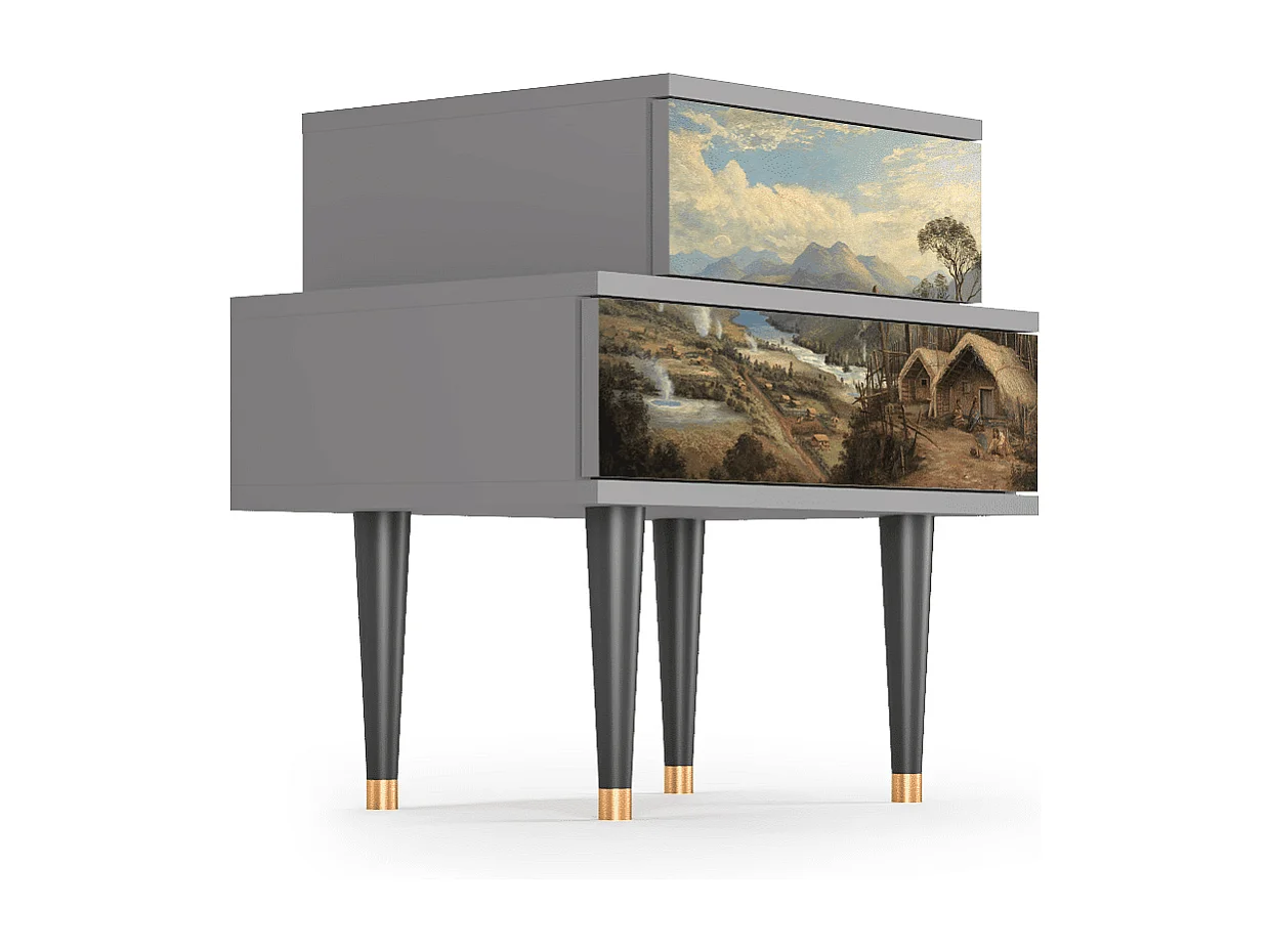 Nachtkastje - 58х58х41 cm - NS1 - View Across the Plains , Grijs