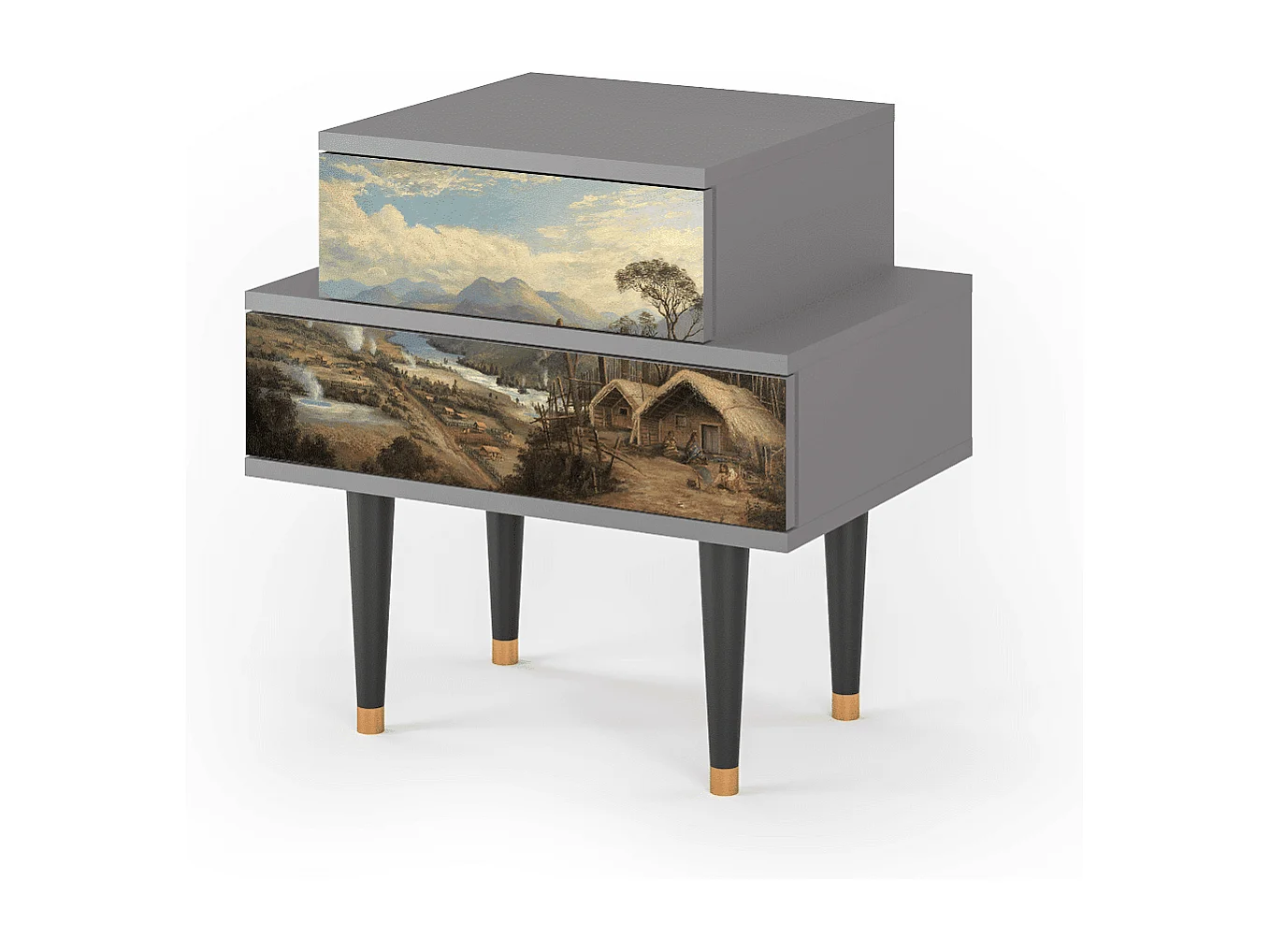 Stolik nocny - 58х58х41 cm - NS1 - View Across the Plains , Szary