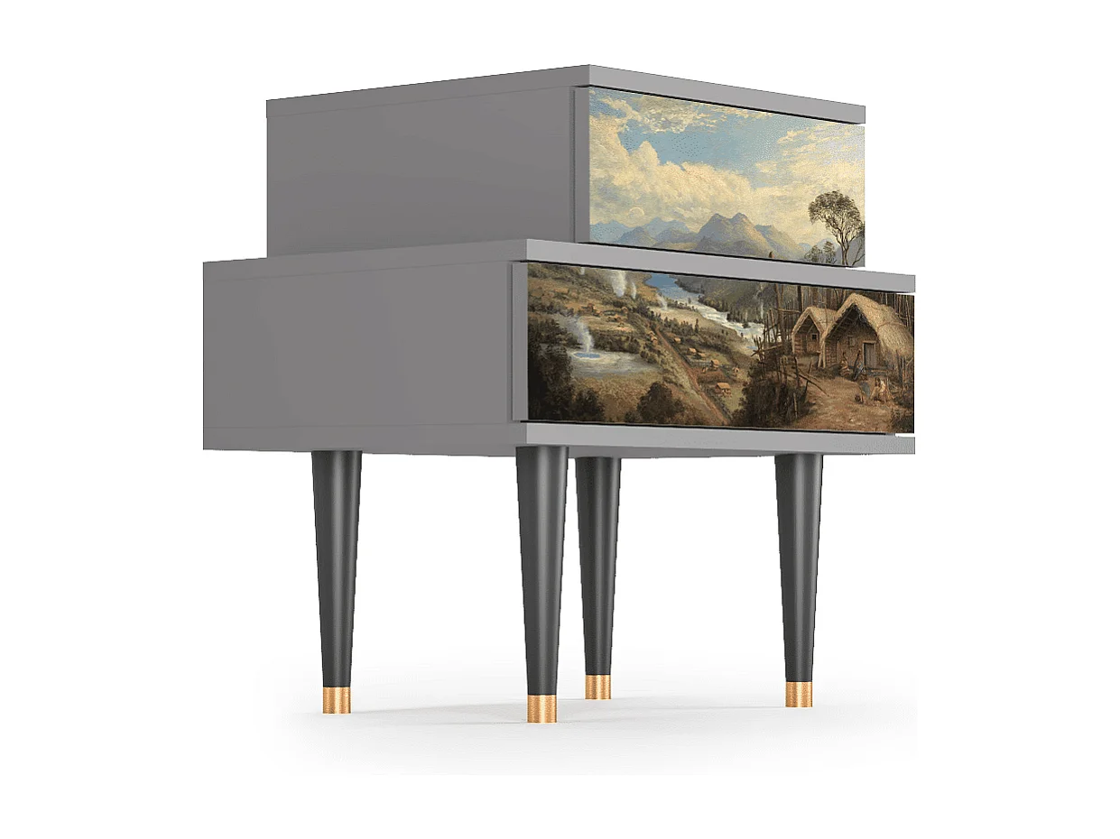 Stolik nocny - 58х58х41 cm - NS1 - View Across the Plains , Szary