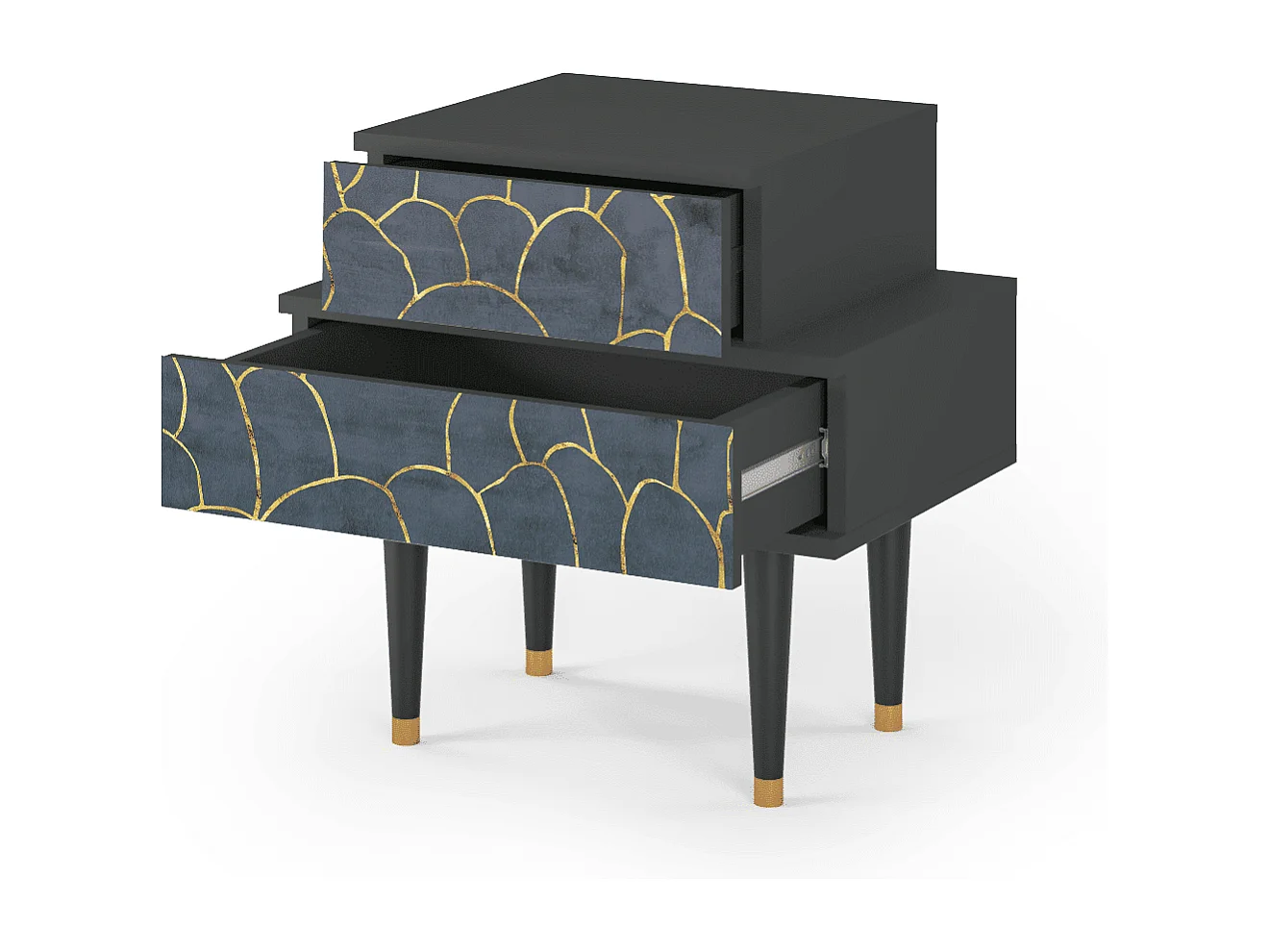 Stolik nocny - 58х58х41 cm - NS1 - Blue Lagoon, Antracyt