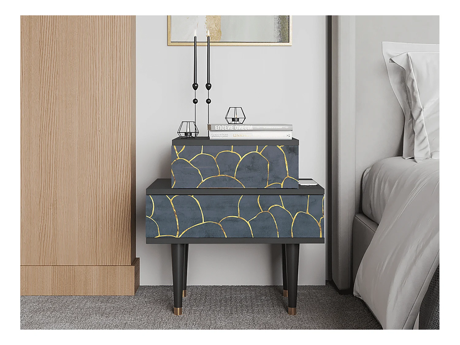Table de nuit - 58х58х41 cm - NS1 - Blue Lagoon, Anthracite