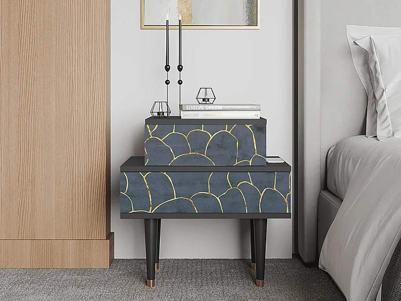 Stolik nocny - 58х58х41 cm - NS1 - Blue Lagoon, Antracyt